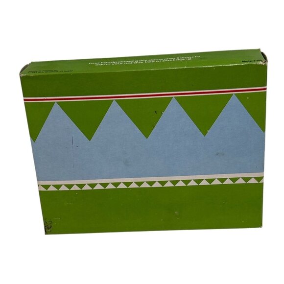 Vintage Christmas Ornament Set Wood Handcrafted 1983 Santa 4 Piece Box Tree 2.5" - Picture 3 of 16